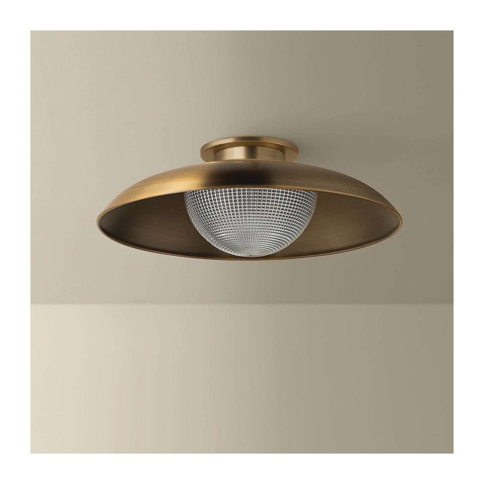 Margaret Brass Prismatic Glass Semi Flush Ceiling Light
