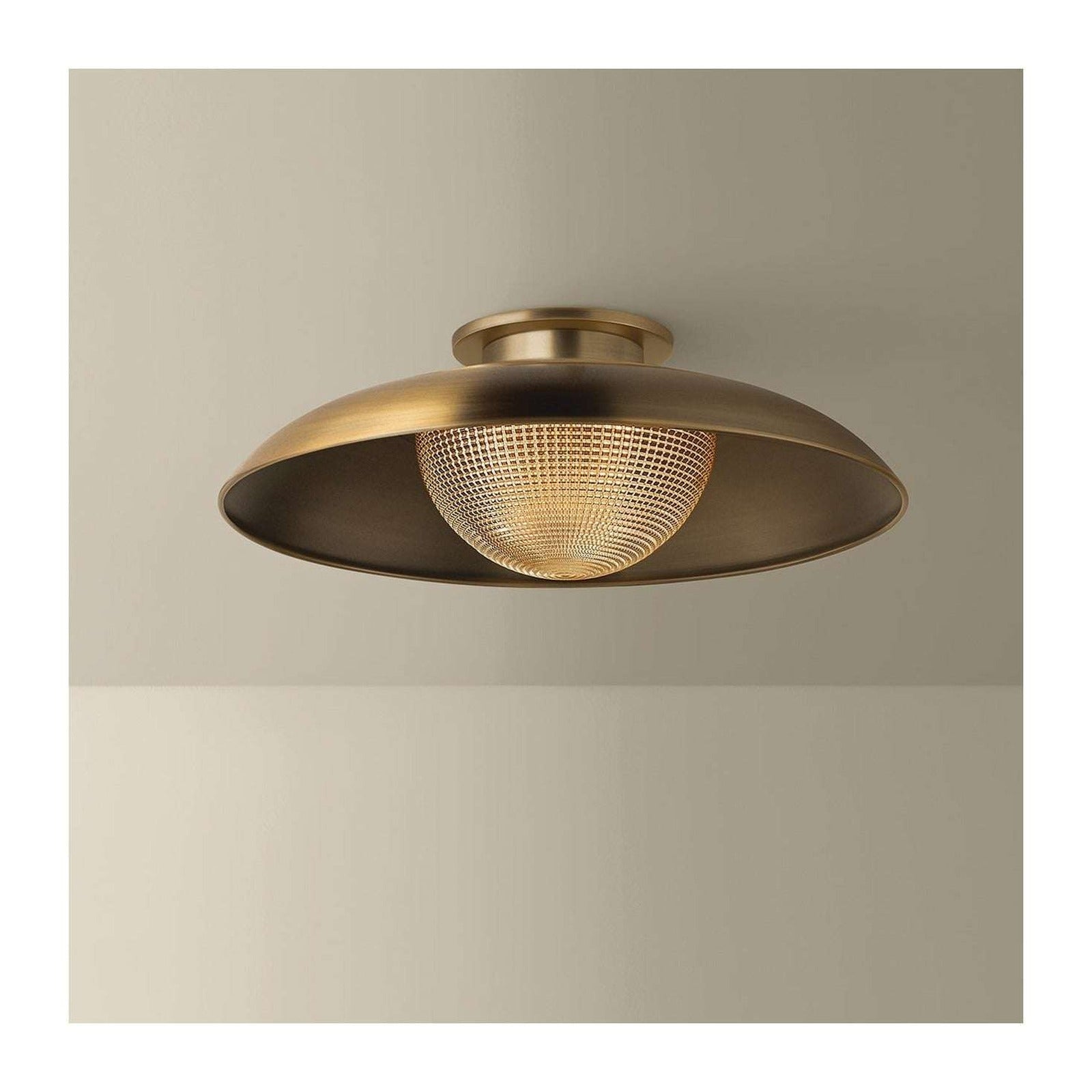 Margaret Brass Prismatic Glass Semi Flush Ceiling Light