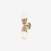 Nell Aged Brass Opal Glass 2-Light Wall Sconce