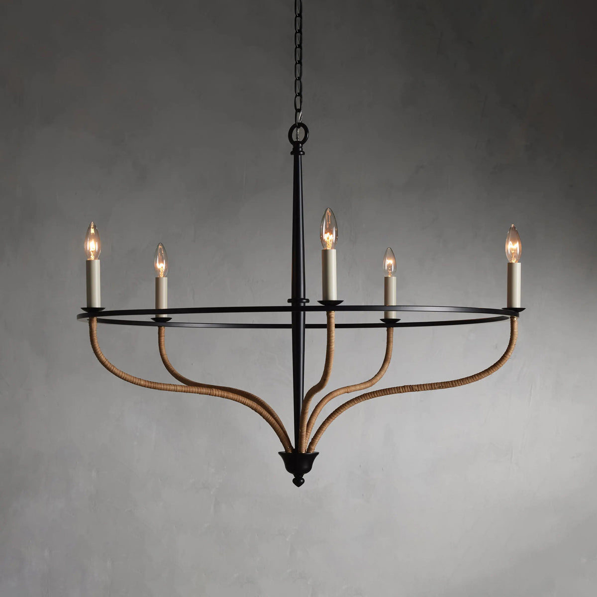 Tristan Rattan Chandelier in Black