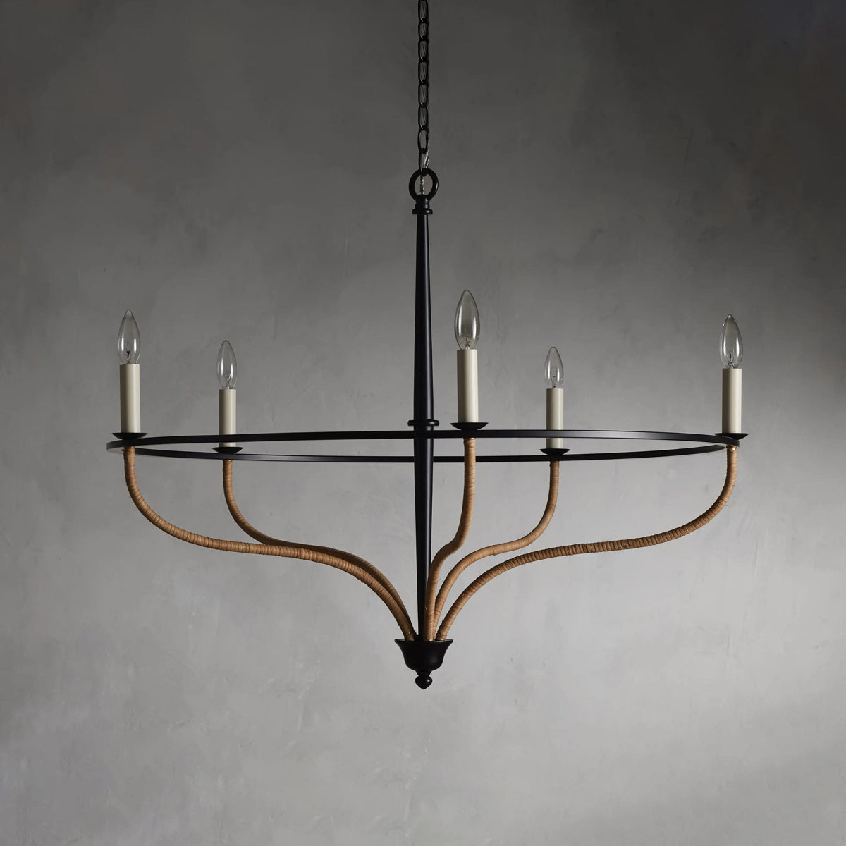 Tristan Rattan Chandelier in Black