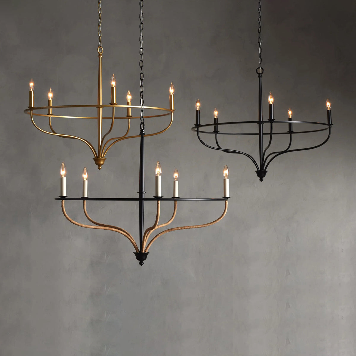 Tristan Rattan Chandelier in Black