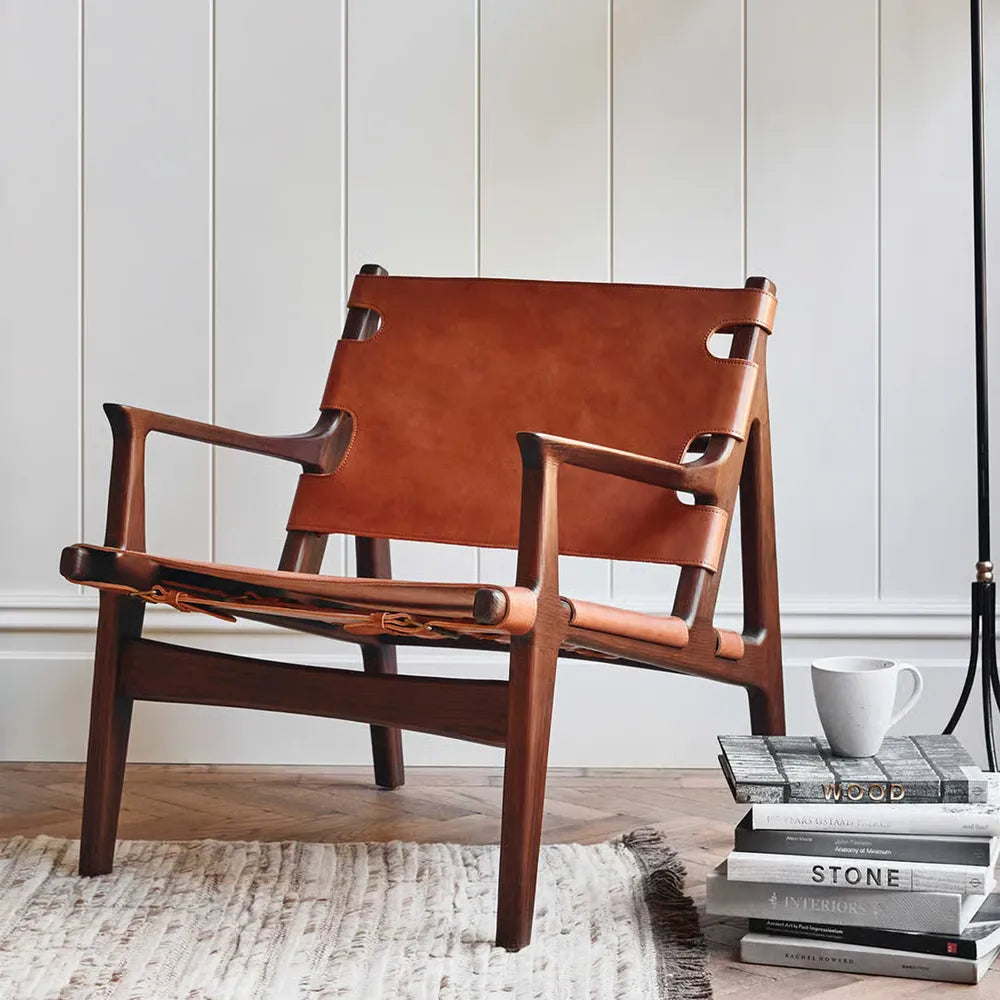 Remi Chair. Chestnut Leather Premium Lounge Chair