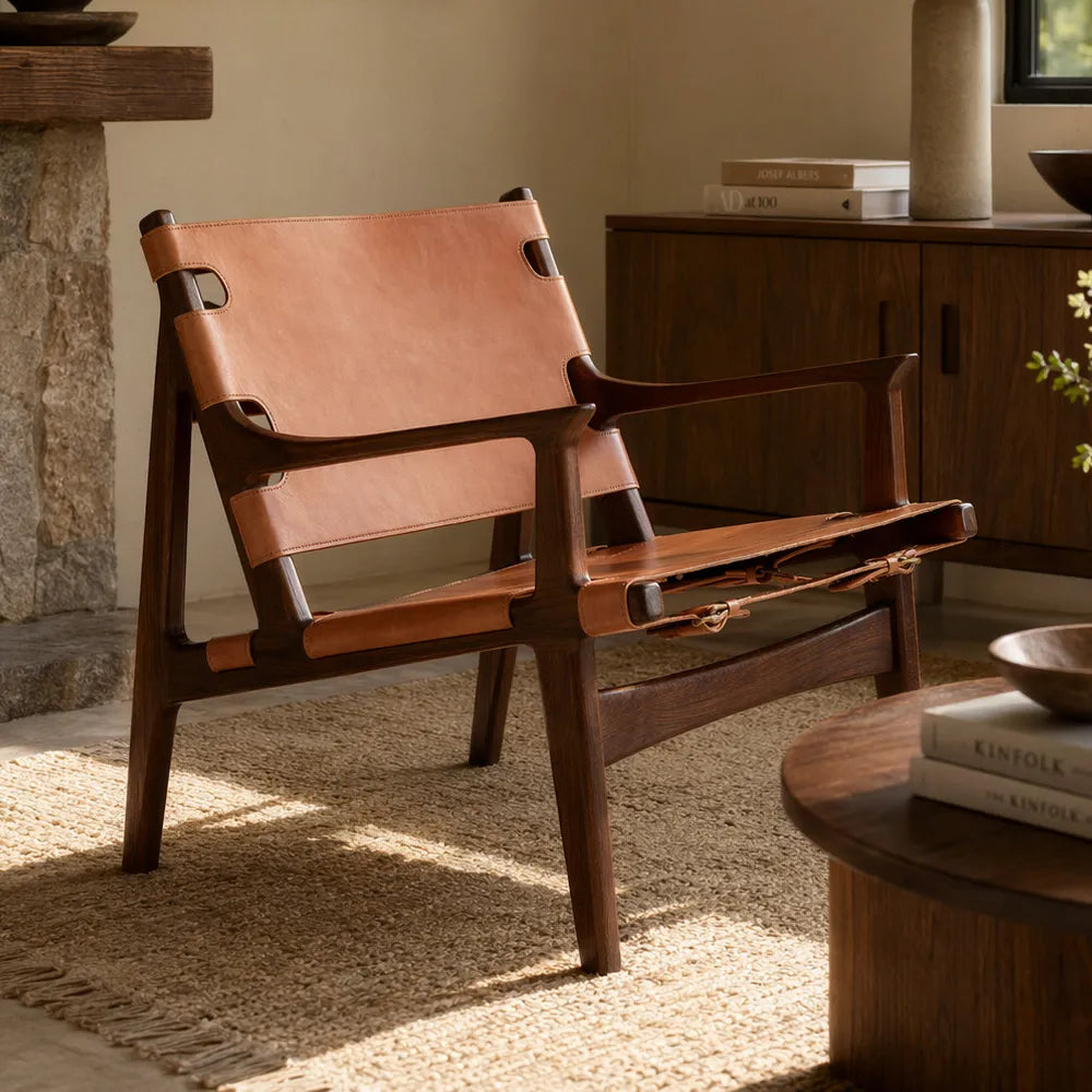 Remi Chair. Chestnut Leather Premium Lounge Chair