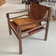 Tobias Wooden Outdoor Furniture - Brown Leather Chair & Sirocco Safari Chair for Elegant Outdoor Spaces