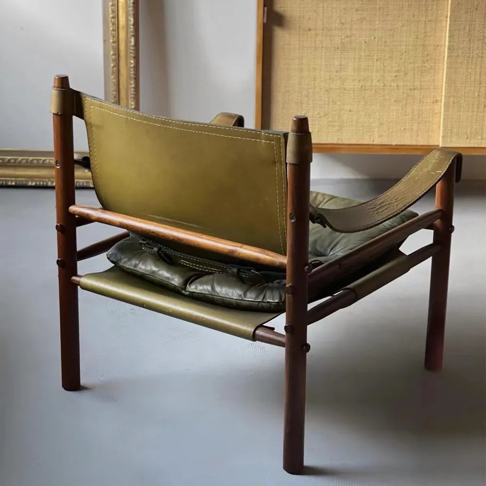 Tobias Wooden Outdoor Furniture - Brown Leather Chair & Sirocco Safari Chair for Elegant Outdoor Spaces