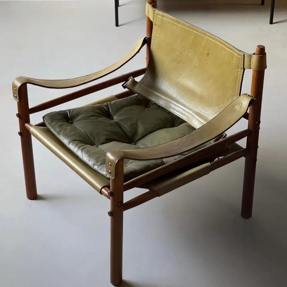 Tobias Wooden Outdoor Furniture - Brown Leather Chair & Sirocco Safari Chair for Elegant Outdoor Spaces