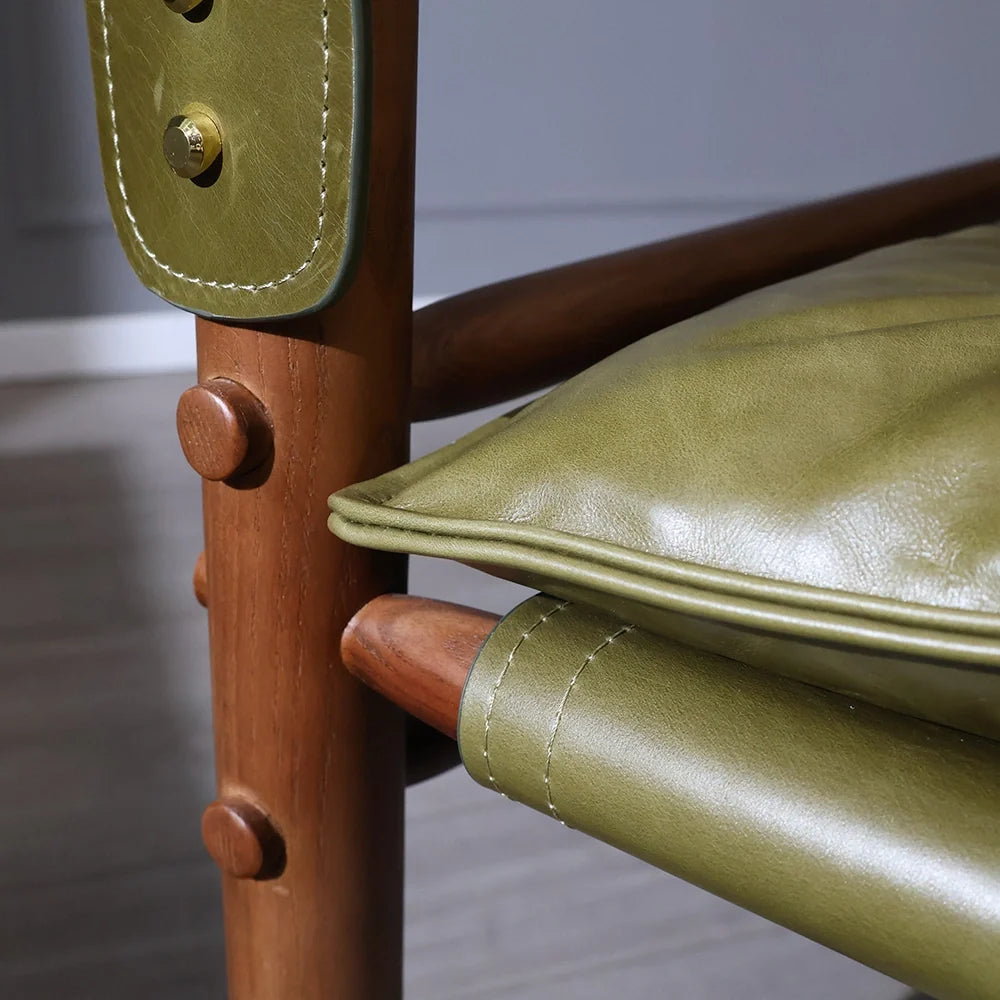 Tobias Wooden Outdoor Furniture - Brown Leather Chair & Sirocco Safari Chair for Elegant Outdoor Spaces