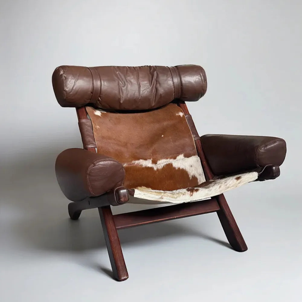 Benson Hide Armchair – Nordic Leather Accent Chair for Rustic Modern Decor