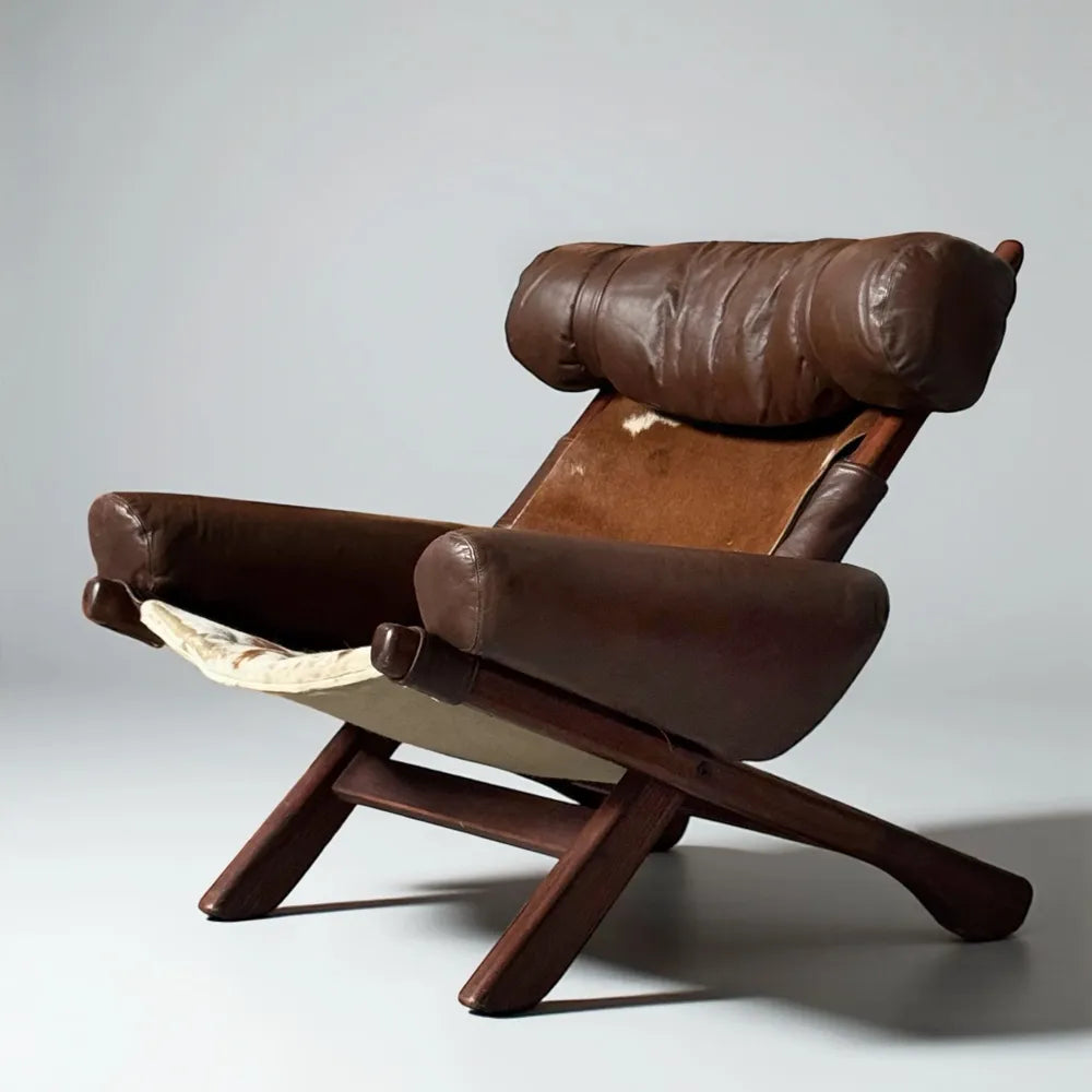 Benson Hide Armchair – Nordic Leather Accent Chair for Rustic Modern Decor