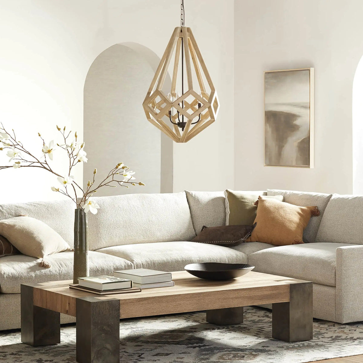Sylvester Wooden Prism Chandelier in Natural