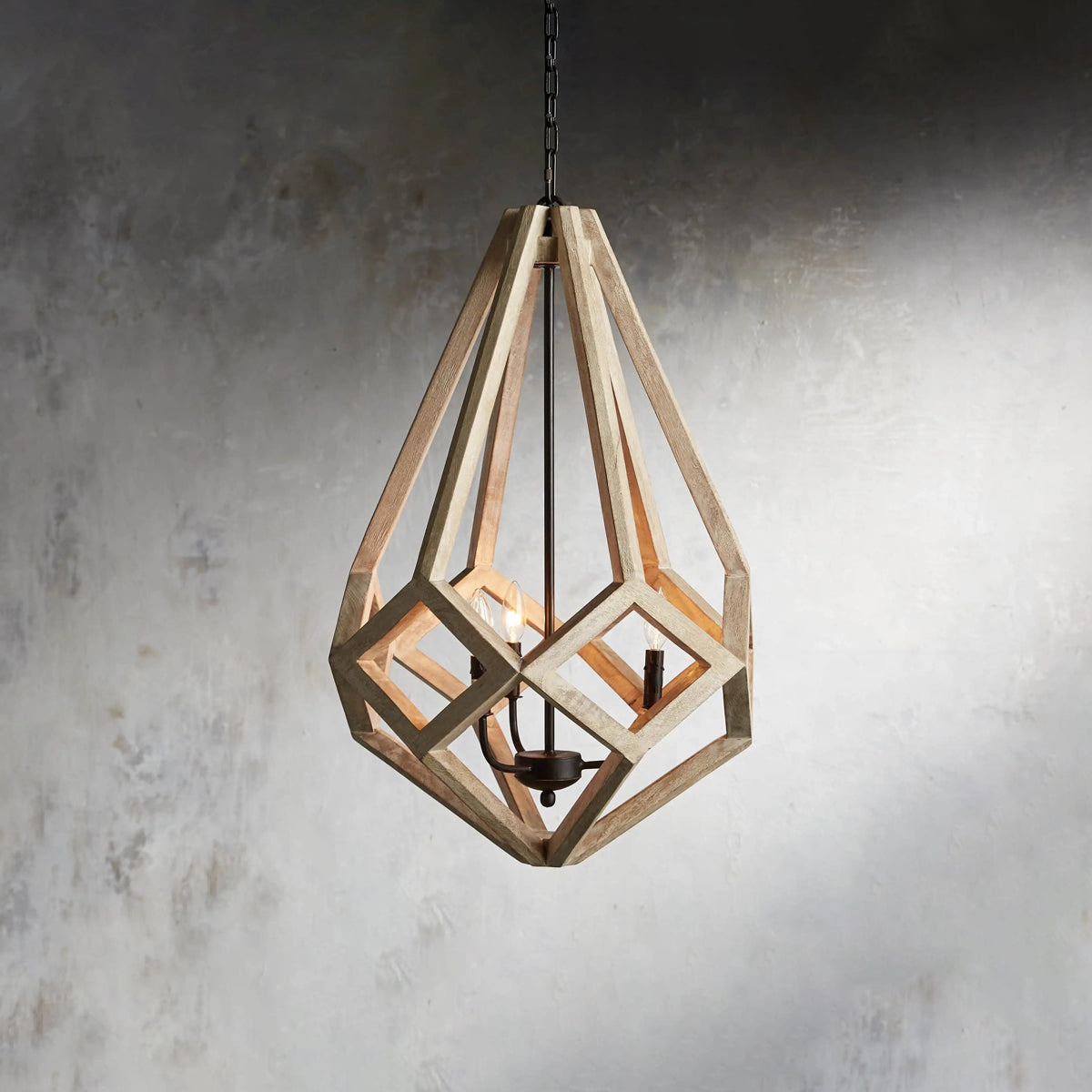 Sylvester Wooden Prism Chandelier in Natural